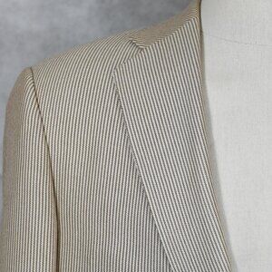 Arnold Brant Brown & Cream Pinstripe Made in Italy Bamboo Sport Coat Blazer 44L